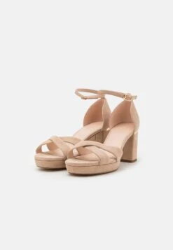 LEATHER - Plateausandalette - Beige -Modekleidung 03317e61a03545bbbb00ce7b4896c308