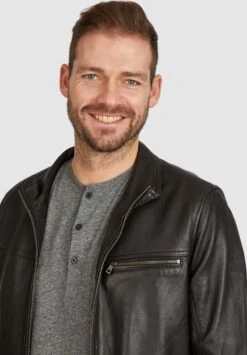 Bugatti LEONARDO - Lederjacke - Schwarz -Modekleidung 27204f1019dc4eb69c3567884269a9b0