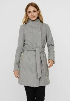Vero Moda VMTWODOPE BELT JACKET - Kurzmantel - Light Grey Melange -Modekleidung 2aec8905c8c34b30b5d6bd1d9ded48cc 1
