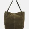 Anna Field LEATHER - Handtasche - Khaki -Modekleidung 4fe33866136c4a0ab8fe51b79aefe216