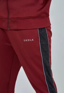 SikSilk VELOUR PANELLED - Jogginghose - Burgundy -Modekleidung 91ebf8599575446491493270968be34f
