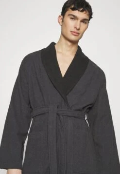 Pier One SHAWL TOWEL BATHROBE - Bademantel - Dark Grey -Modekleidung aedd72cbd7d04b83bcef8a6c104e08f9
