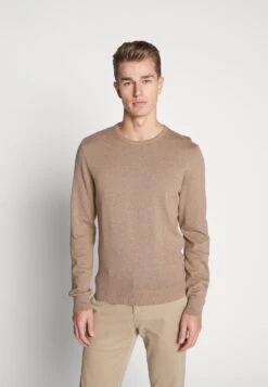 Pier One BASIC CREWNECK - Strickpullover - Mottled Beige