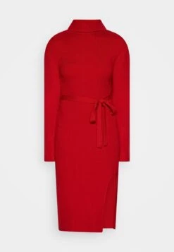 Anna Field ROLLKRAGEN RIPP MINI STRICKKLEID MIT GÜRTEL - Strickkleid - Red -Modekleidung d04bebcd58f24f00a11111c54cc28fcb