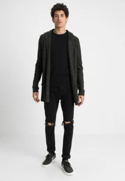 Pier One Strickjacke - Black/olive -Modekleidung f0b86351320f4fb28ab9995d1fcf925e